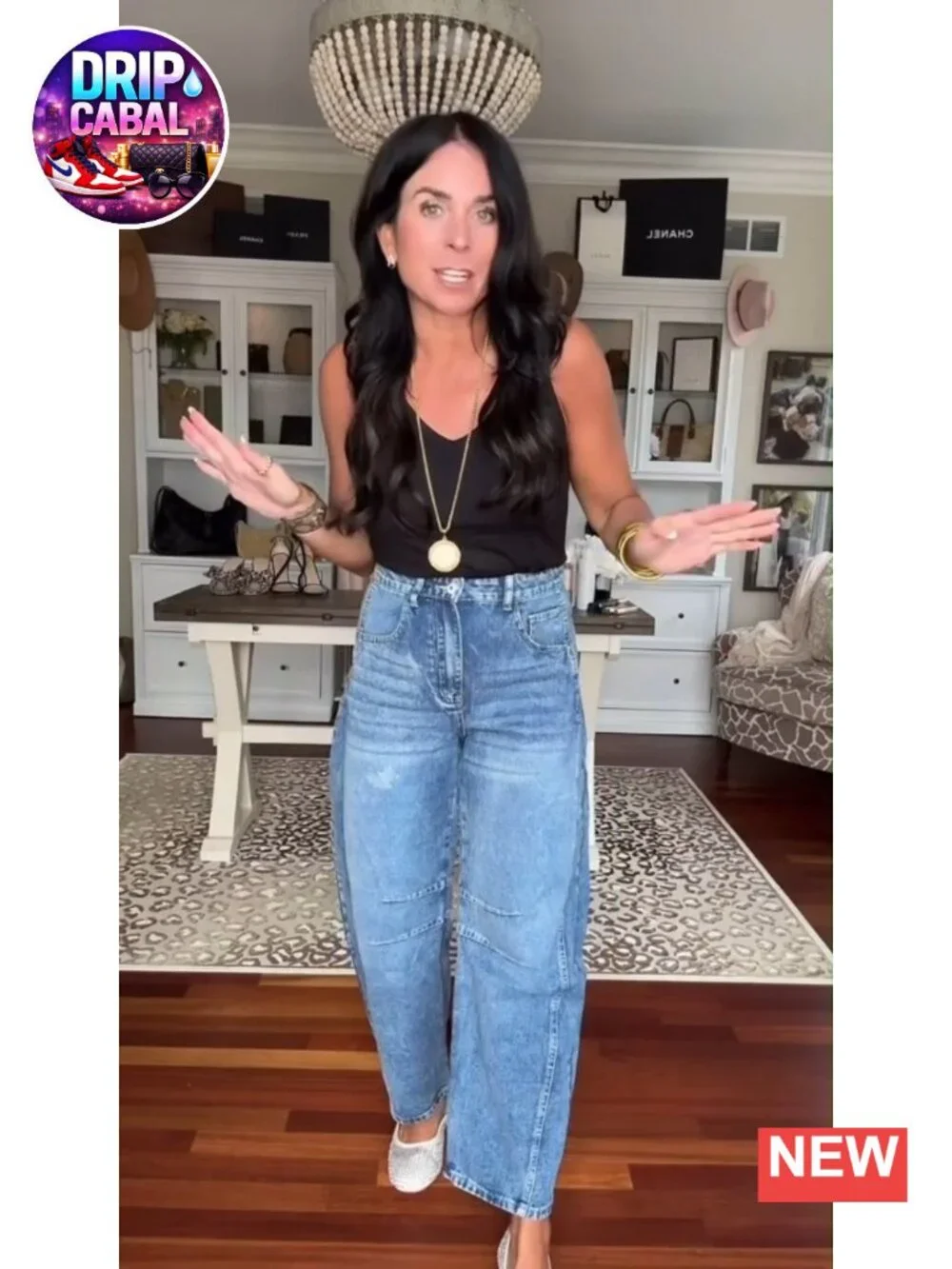Baggy Wide Leg Barrel Jeans Mid Rise Stretchy Ankle Denim Pants for Women
